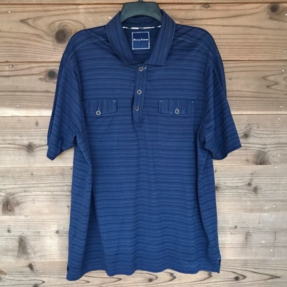 Tommy Bahama Blue Double Flap Pocket Pima Cotton Polo XL